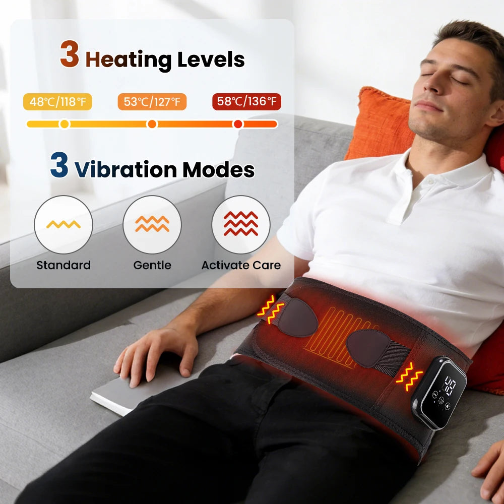 Wrapture heated back belt heat levels